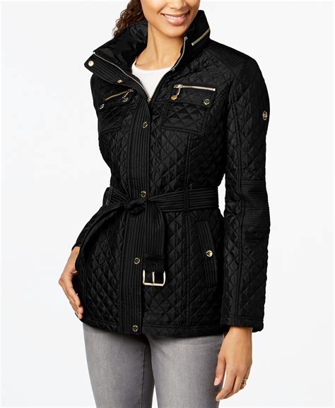 michael kors blue jacket brown gold|Michael Kors black jacket women's.